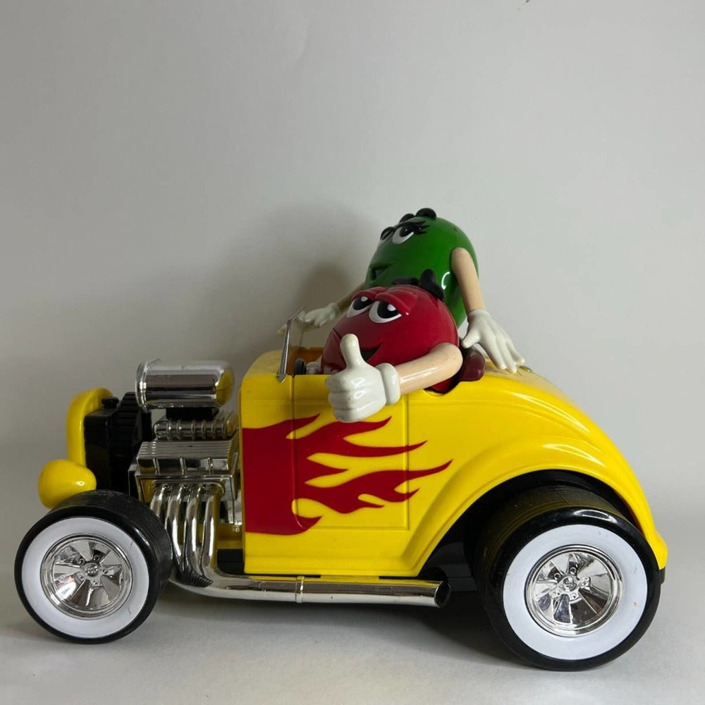 M&M Mars Candy Dispenser Yellow Hot Rod Rebel Without a Clue